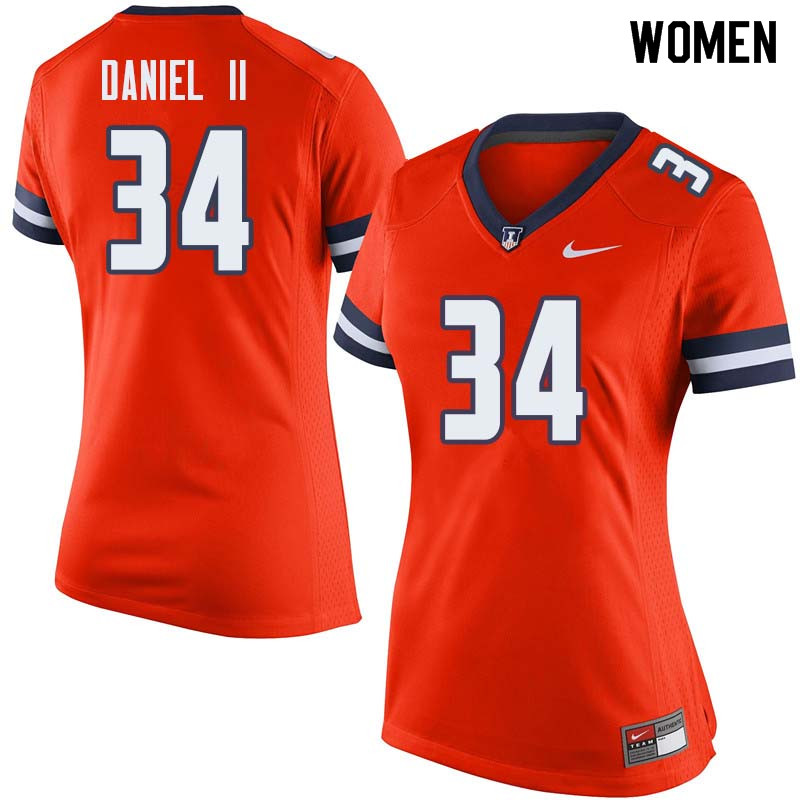 Women #34 PC Daniel II Illinois Fighting Illini College Football Jerseys Sale-Orange